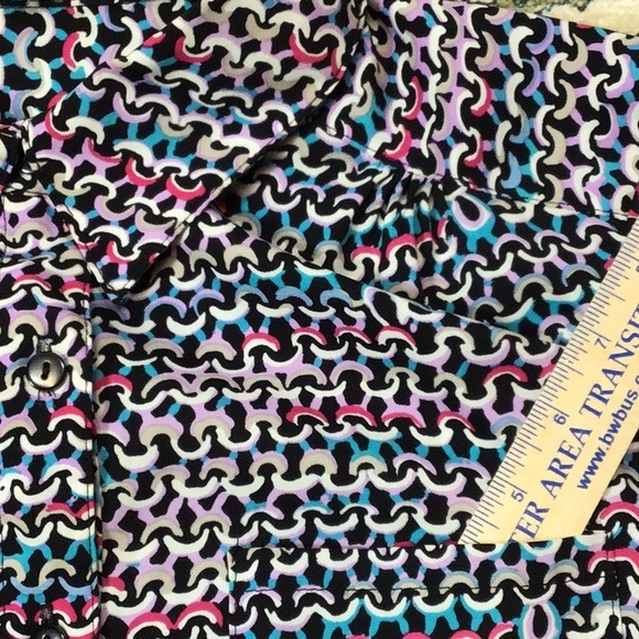 🎵 NOTATIONS Black Multi Abstract Print Long Sleeve Roll Tab Blouse - Picture 7 of 10